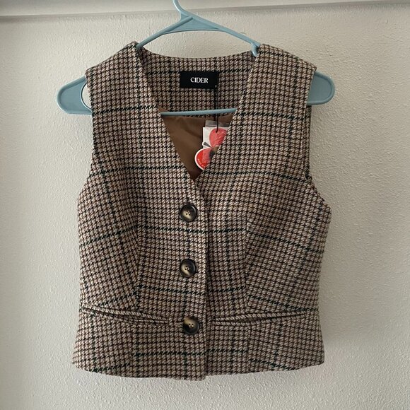 Cider Brown Plaid Vest - Picture 1 of 7